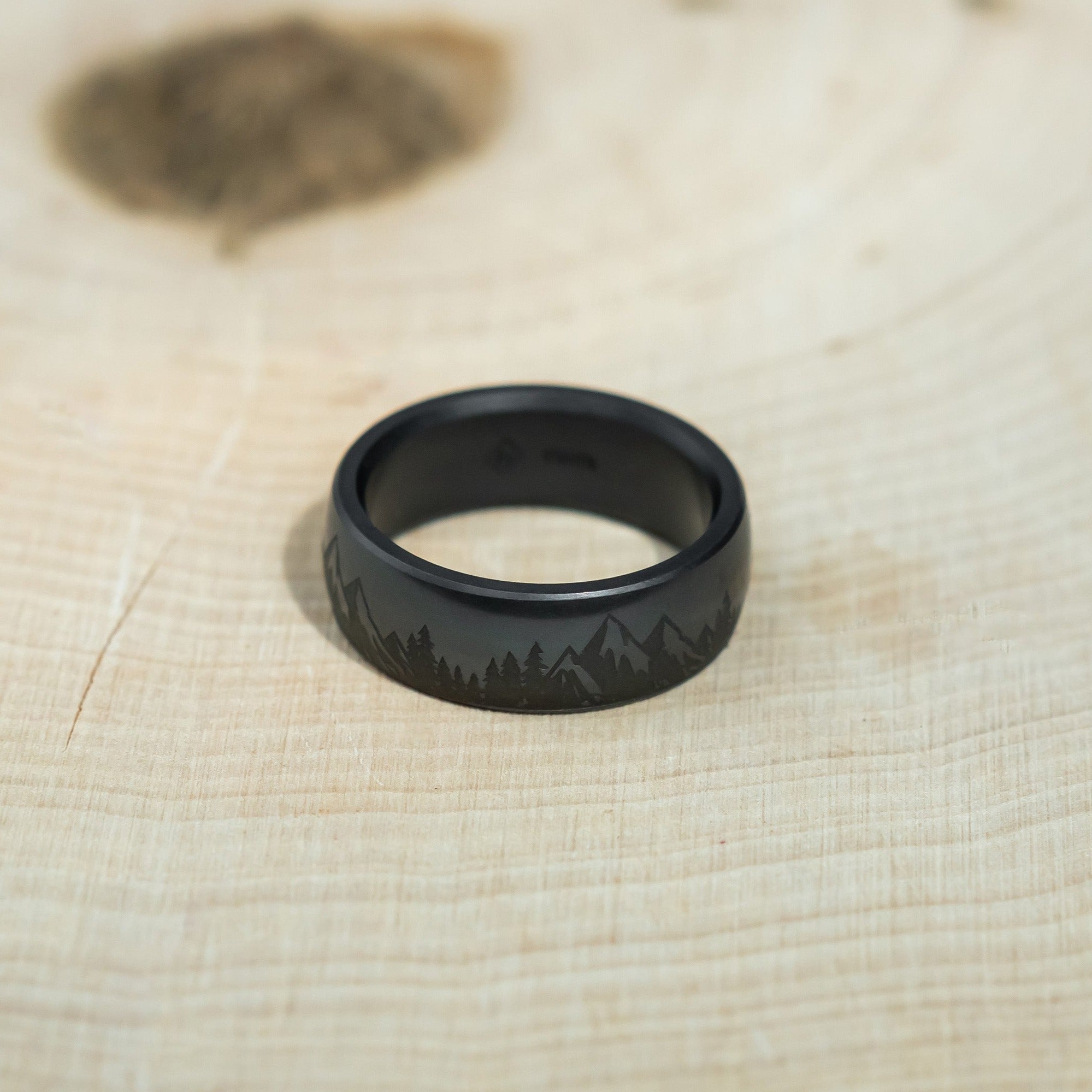 Black Diamond - Men’s Ring 8mm - Custom Laser Engraving - NYX - Elysium Black Diamond