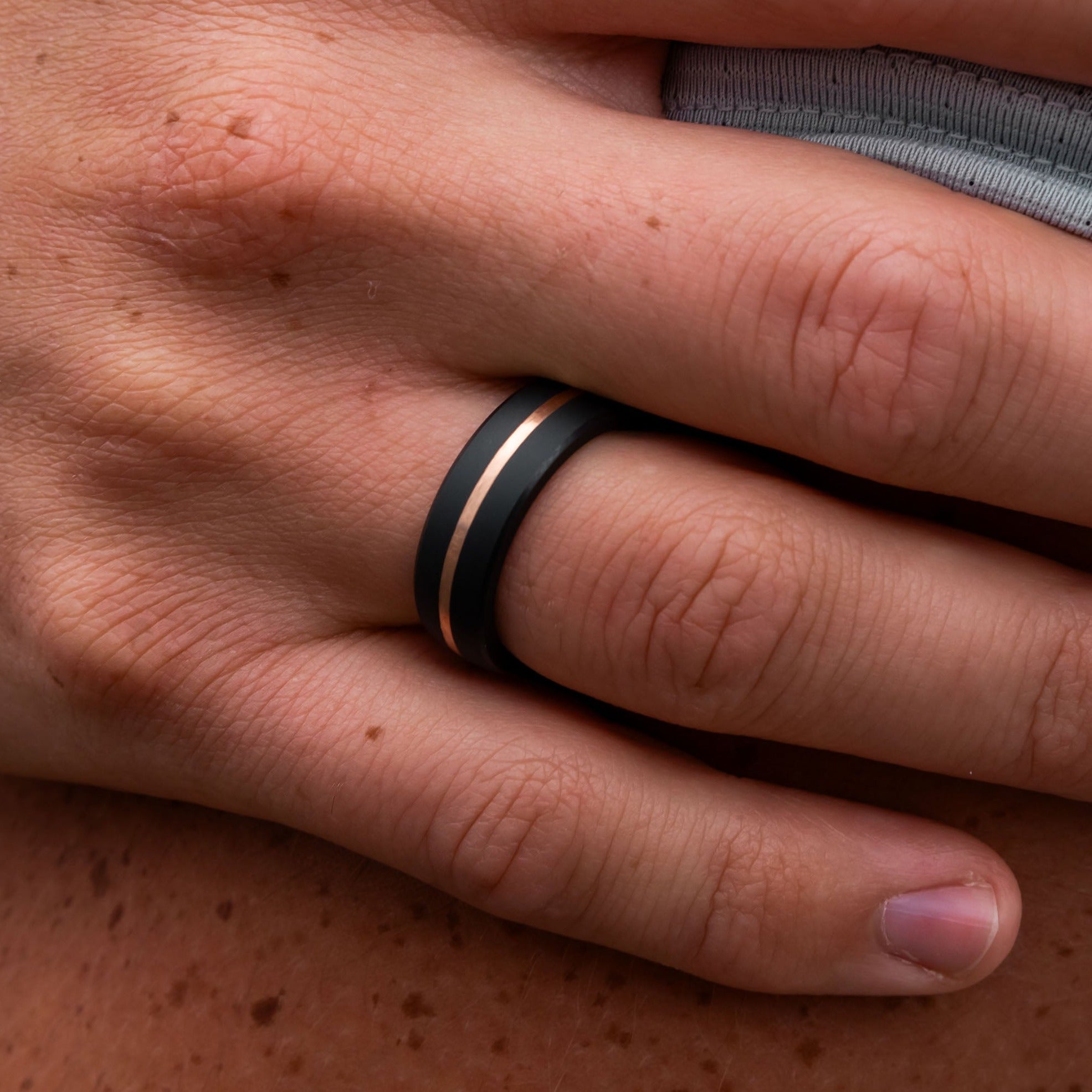 Black Diamond - Men’s Ring 7mm - Rose Gold Inlay - NYX - Elysium Black Diamond