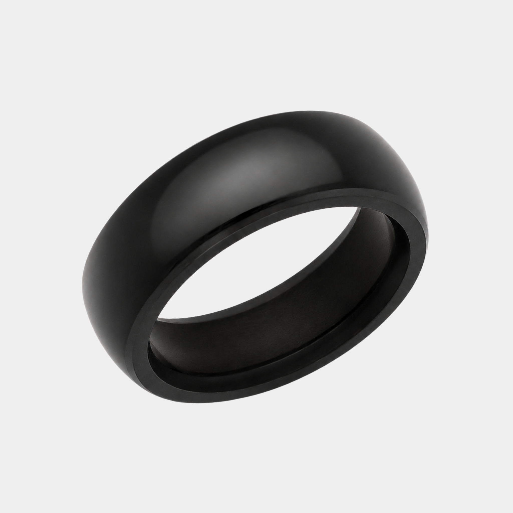 NYX solid black diamond wedding band in 8mm polished finish