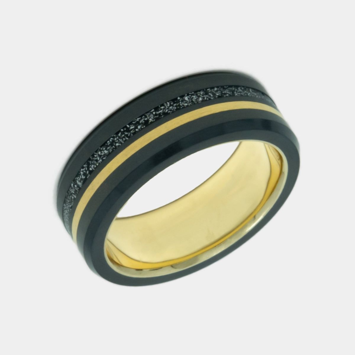 Black Diamond - Men’s Ring 8mm - THE ORION - Dual Inlay With Sleeve - Elysium Black Diamond