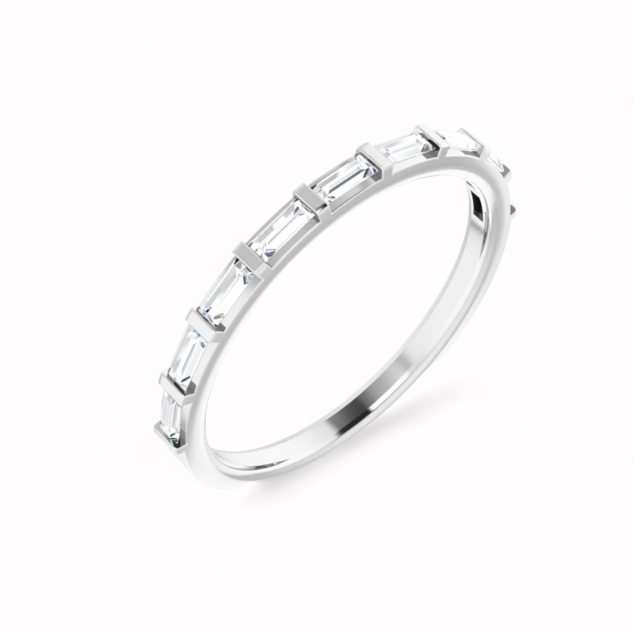 Black Diamond - Women’s Ring - CLIO - 14K White Gold - 1/4 CTW Baguette Diamond Anniversary Band - Lady Elysium Black Diamond