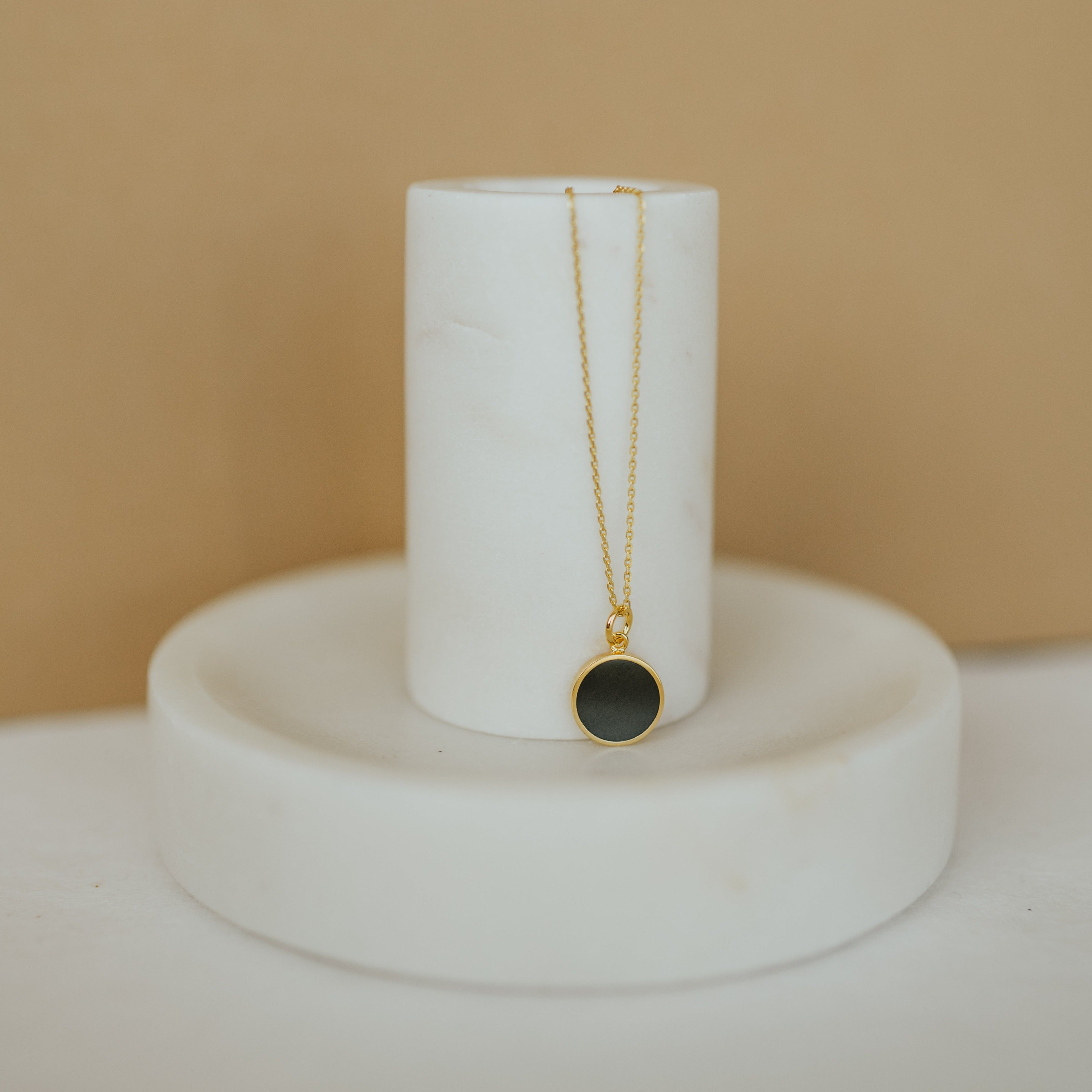 Black Diamond - Women’s 16MM Pendant Necklace - 14K Yellow Gold - Lady Elysium Black Diamond