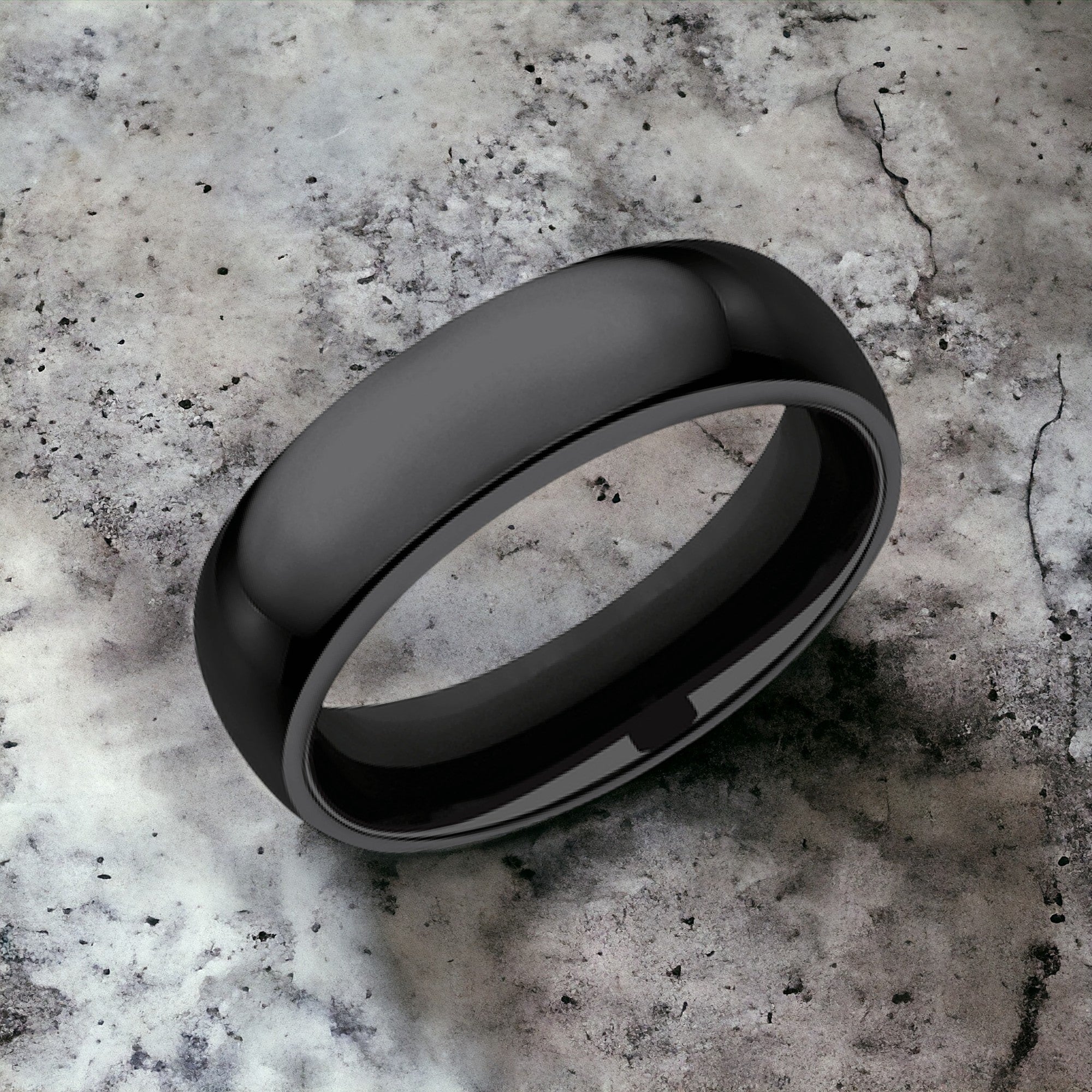 Men's Wedding Band | The Regular Dome Fit | Black Titanium | Elysium