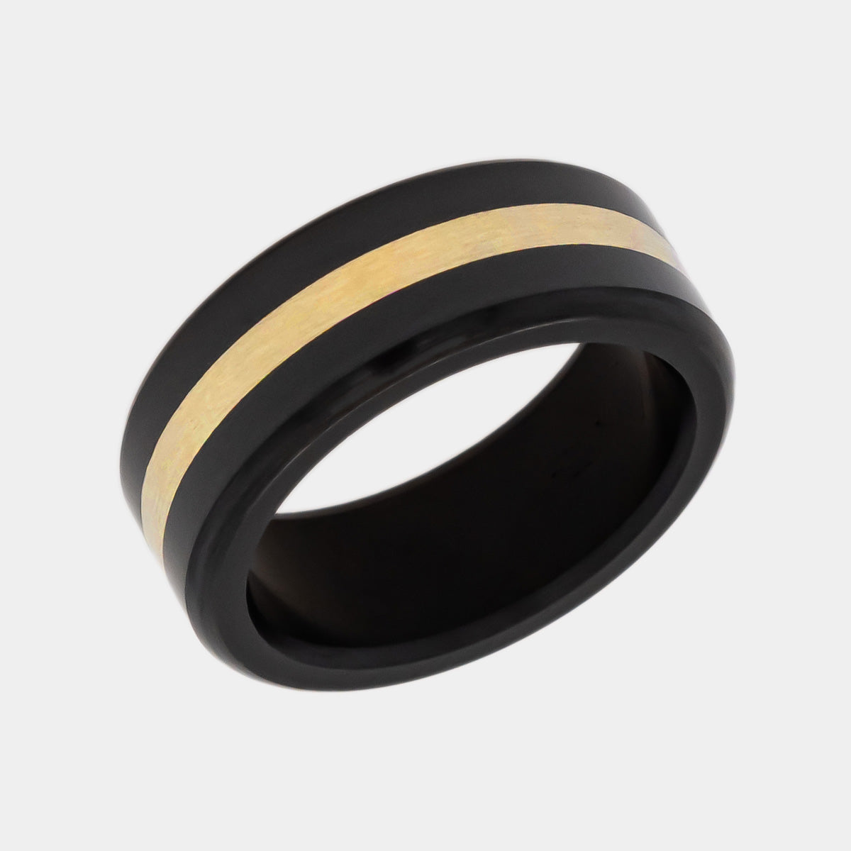 KRATOS - 8mm - Size 10 - Satin Finish - 24k Yellow Gold Inlay - SHIPS WITHIN 2 BUSINESS DAYS