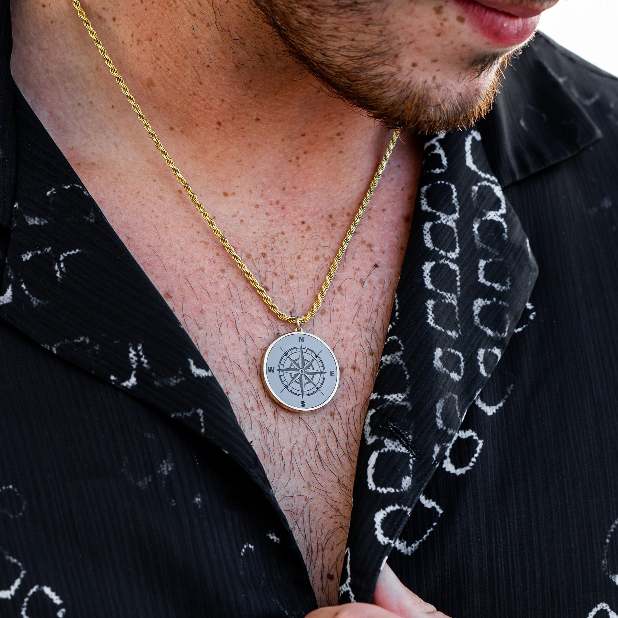 Black Diamond - Men’s 14k Vermeil Shrouded Custom Pendant w/ Franco Chain - 26mm - Elysium Black Diamond