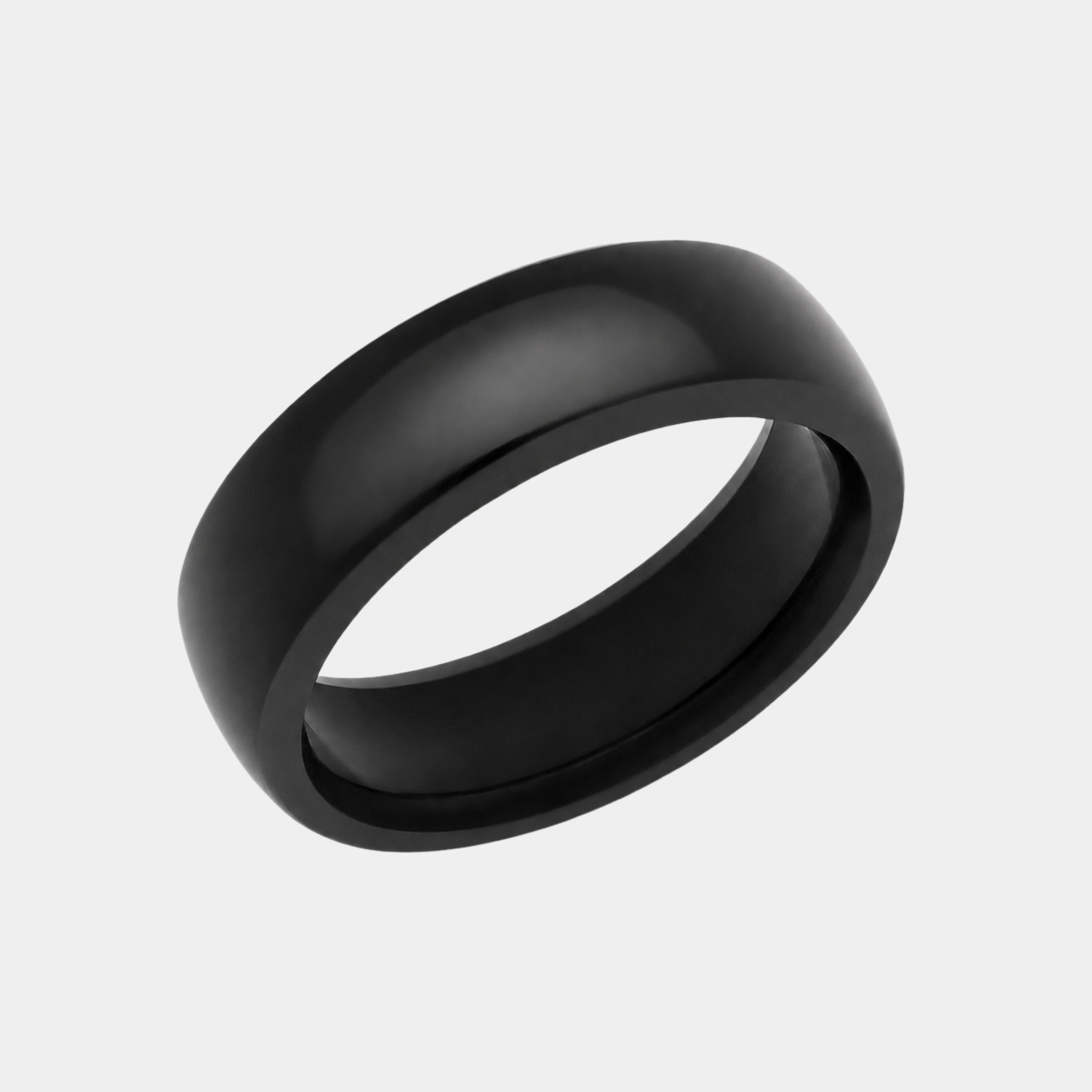 NYX, solid black diamond wedding band in 7mm polished finish